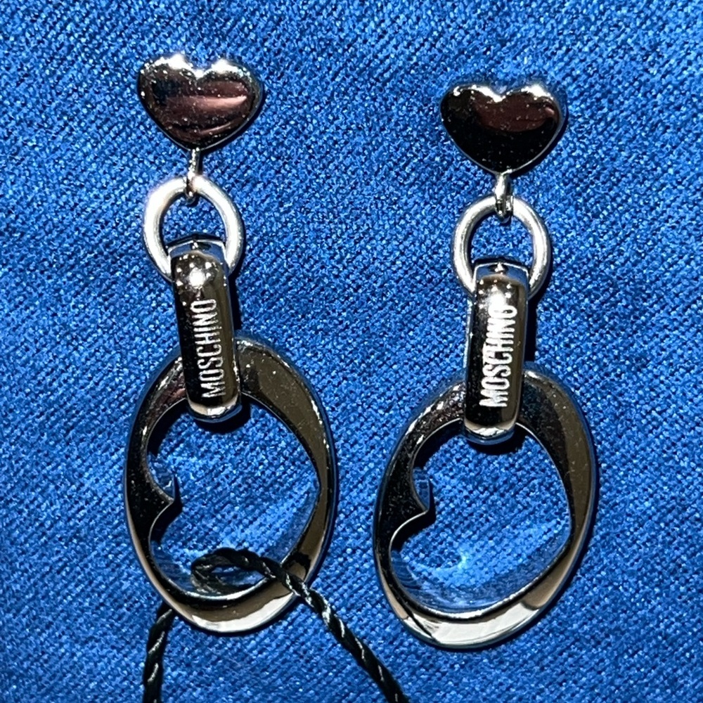Moschino Silver Heart Earrings